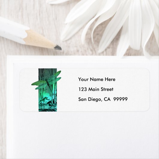 Grüne Libelle und Frosch im Teich (Insitu)