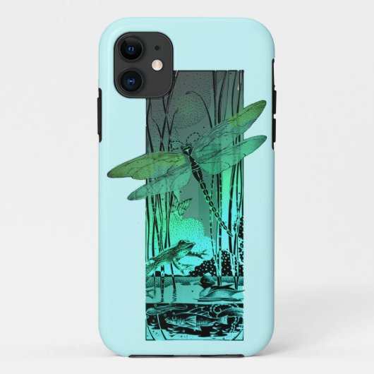 Grüne Libelle und Frosch im Teich Case-Mate iPhone Hülle (Rückseite)