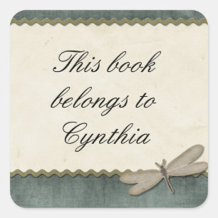 Grüne Libelle und Personalisierte Ribbon Quadratischer Aufkleber