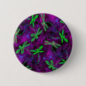 Grüne Libellen auf Hot Pink und Lila Button (Vorderseite)