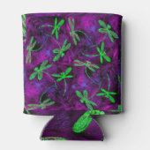 Grüne Libellen auf Hot Pink und Lila Dosenkühler (Rückseite)