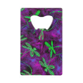 Grüne Libellen auf Hot Pink und Lila Geldbeutel Flaschenöffner (Vorderseite)