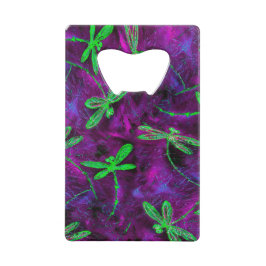 Grüne Libellen auf Hot Pink und Lila Geldbeutel Flaschenöffner