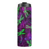 Grüne Libellen auf Hot Pink und Lila Thermosbecher (Vorderseite)