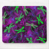 Grüne Libellen auf Pink & Lila Mouse Pad Mousepad (Vorne)