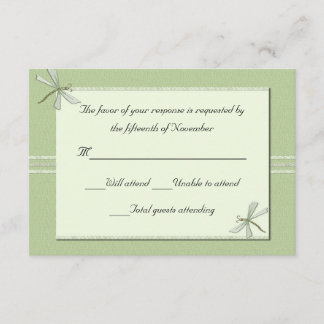 Grüne Libellen Hochzeitkarte RSVP Karte
