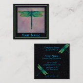 Grüne Libellen-Visitenkarten Quadratische Visitenkarte (Vorne/Hinten)