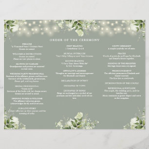 Grüne Lichter Sage Grün Dreifaltiges Hochzeitsprog Flyer