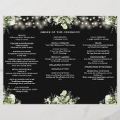 Grüne Lichterketten Hochzeitsprogramm Trifold (Hinten)
