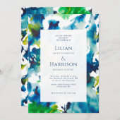 Grüne Liebe Abstrakte Wasserfarben Hochzeitsfeier Einladung (Vorne/Hinten)