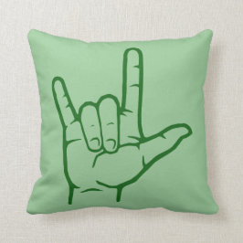 Grüne Liebe ASL I Sie Throw-Kissen Kissen