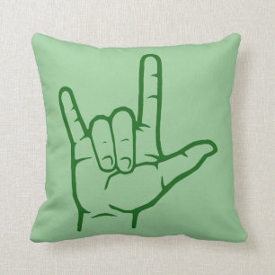 Grüne Liebe ASL I Sie Throw-Kissen Kissen