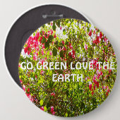 Grüne Liebe auf dem Planeten Blumenbild Button (Vorne & Hinten)
