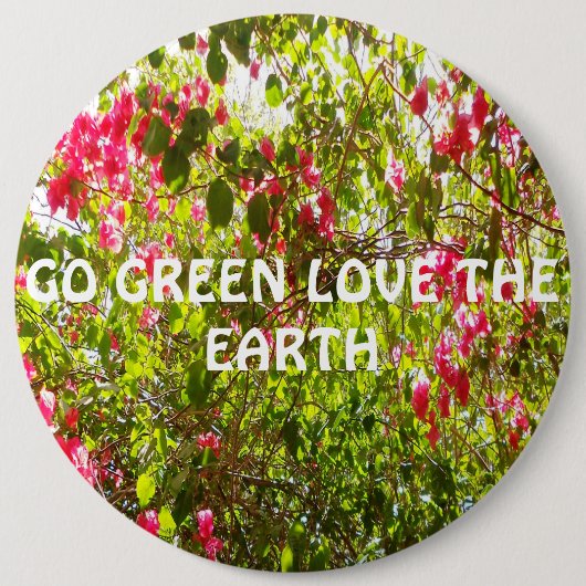 Grüne Liebe auf dem Planeten Blumenbild Button (Vorderseite)