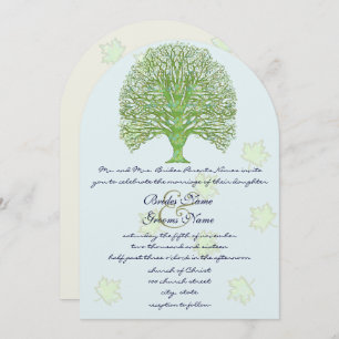 Grüne Liebe Bäume Hochzeit Einladung Blätter