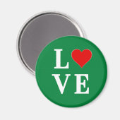Grüne LIEBE Classic Retro Magnet (Vorderseite/Rückseite)
