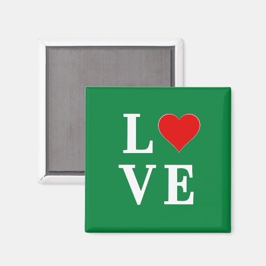 Grüne LIEBE Classic Retro Magnet (Vorderseite/Rückseite)