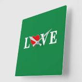 Grüne LIEBE Classic Retro Quadratische Wanduhr (Winkel)