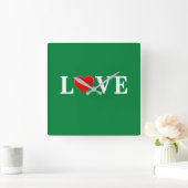 Grüne LIEBE Classic Retro Quadratische Wanduhr (Zuhause)