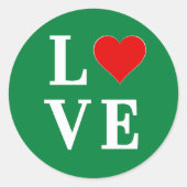 Grüne LIEBE Classic Retro Runder Aufkleber (Vorderseite)