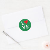Grüne LIEBE Classic Retro Runder Aufkleber (Umschlag)