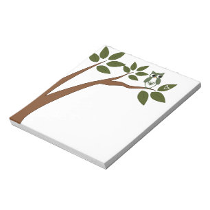 Grüne Liebe-Eule im Baum Notizblock