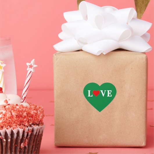 Grüne Liebe Herzlich Willkommen im Retro Herz-Aufkleber (Party)