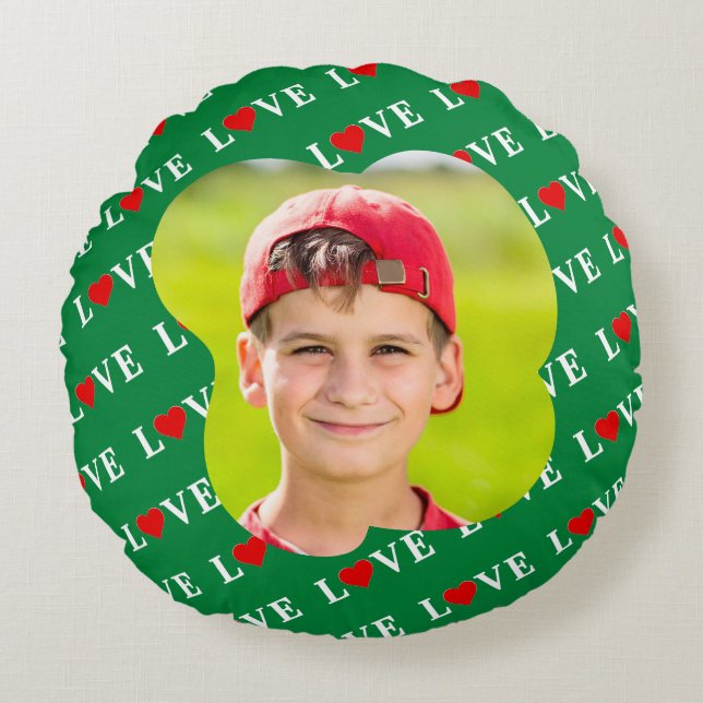 Grüne LIEBE Herzlich Willkommen im Retro Rundes Kissen (Vorderseite)