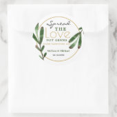 Grüne Liebe Hochzeitslandschaft Sanitizer Gefallen Runder Aufkleber (Tasche)