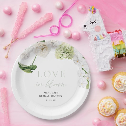 Grüne Liebe im blühenden Brautparty Pappteller (Party)