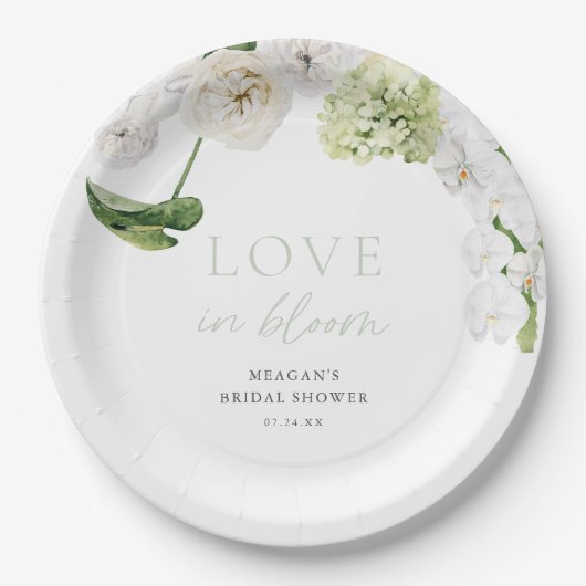 Grüne Liebe im blühenden Brautparty Pappteller (Vorderseite)