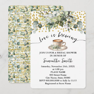 Grüne Liebe ist Brewing Brautparty Kaffee Bar Einladung