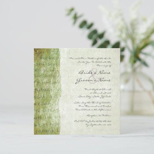 Grüne Liebe ist Einladung zum Hochzeitsfeiern (Stehend Vorderseite)