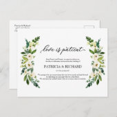 Grüne Liebe ist geduldiges Hochzeitsaufschub Postkarte (Vorne/Hinten)