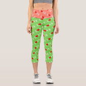 Grüne LIEBE Motif Stilvolles Kalkgrün Capri Leggings (Vorderseite)