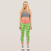 Grüne LIEBE Motif Stilvolles Kalkgrün Capri Leggings (Vorderseite)