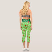 Grüne LIEBE Motif Stilvolles Kalkgrün Capri Leggings (Rückseite)