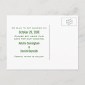 Grüne Liebe Save the Date Postkarte (Rückseite)