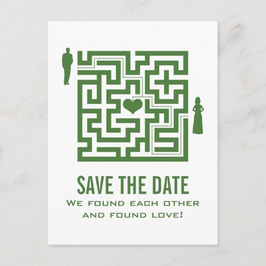 Grüne Liebe Save the Date Postkarte (Vorderseite)
