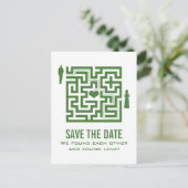 Grüne Liebe Save the Date Postkarte (Stehend Vorderseite)