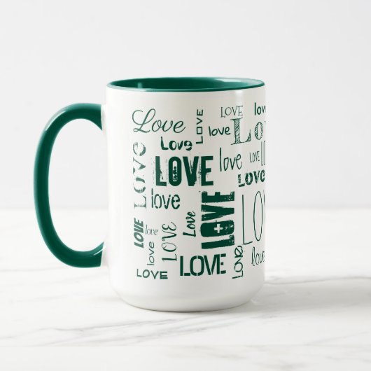 Grüne LIEBE! Typografie Tasse (Links)