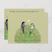 Grüne Liebe UAWG mit Vintagen Vögeln RSVP Karte (Vorne/Hinten)