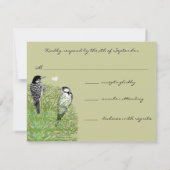Grüne Liebe UAWG mit Vintagen Vögeln RSVP Karte (Rückseite)