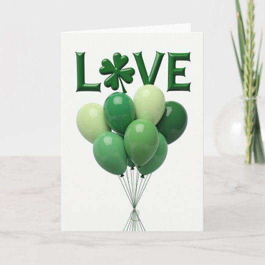 Grüne Liebesballons Karte (Vorderseite)