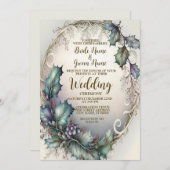 Grüne Lila Blätter zum Hochzeitsfeiern Einladung (Vorne/Hinten)