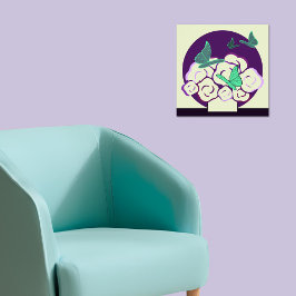 Grüne Lila Blume Bouquet & Butterflies Square Poster