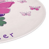 Grüne Lila Blume Rosa Schmetterling Doodle Glas Schneidebrett (Ecke)
