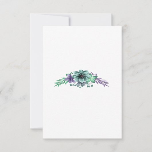 Grüne Lila Blumenkarte Save the Date (Rückseite)