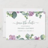 Grüne Lila Eukalyptus Grüne Moderne Save The Date (Vorderseite)