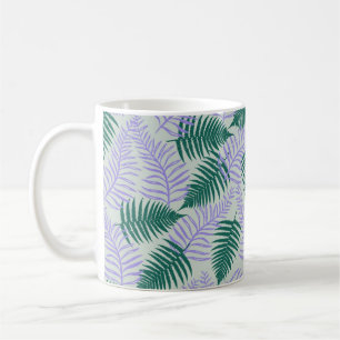 Grüne lila Farnblätter Retro-70er-Blumenmuster Kaffeetasse